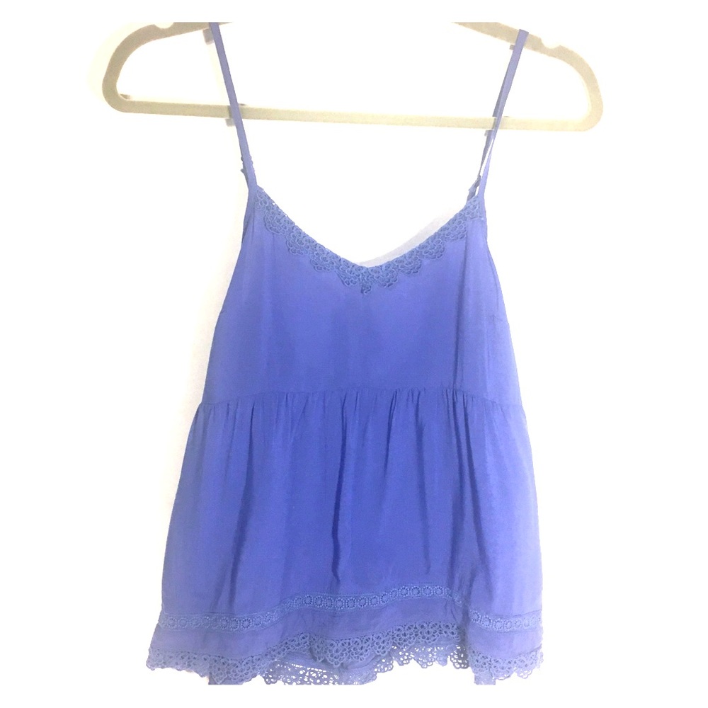 Altar’d State Blue Tank Top with lace trim